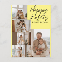 エレガントモダンイースター、家族5枚の写真コラージュ シーズンポストカード