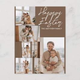 エレガントモダンイースター、家族5枚の写真コラージュ シーズンポストカード