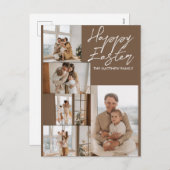 エレガントモダンイースター、家族5枚の写真コラージュ シーズンポストカード (正面/裏面)