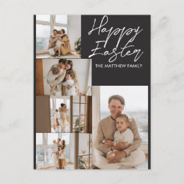 エレガントモダンイースター、家族5枚の写真コラージュ シーズンポストカード