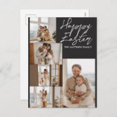 エレガントモダンイースター、家族5枚の写真コラージュ シーズンポストカード (正面/裏面)