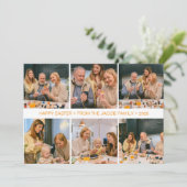 エレガントモダンイースター、家族6つの写真コラージュ シーズンカード (スタンド正面)