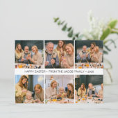エレガントモダンイースター、家族6つの写真コラージュ シーズンカード (スタンド正面)
