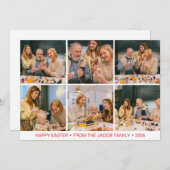 エレガントモダンイースター、家族6つの写真コラージュ シーズンカード (正面/裏面)