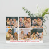 エレガントモダンイースター、家族6つの写真コラージュ シーズンカード (スタンド正面)