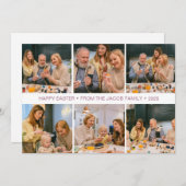エレガントモダンイースター、家族6つの写真コラージュ シーズンカード (正面/裏面)