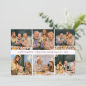エレガントモダンイースター、家族6つの写真コラージュ シーズンカード (スタンド正面)