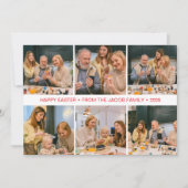 エレガントモダンイースター、家族6つの写真コラージュ シーズンカード (正面)
