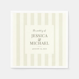 エレガントモダンオリーブグストライプのリー結婚ズ スタンダードカクテルナプキン