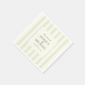 エレガントモダンオリーブグストライプのリー結婚ズ スタンダードカクテルナプキン (角)