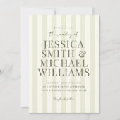 エレガントモダンオリーブグストライプのリー結婚ズ 招待状 (正面)