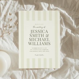 エレガントモダンオリーブグストライプのリー結婚ズ 招待状