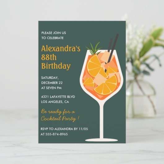 エレガントモダンカクテル88歳の誕生日招待状 招待状 (スタンド正面)