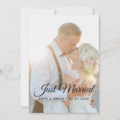 エレガントモダンカスタムたった今結婚しました写真結婚s 案内状 (正面)