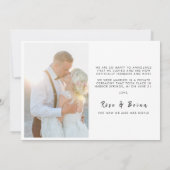 エレガントモダンカスタムたった今結婚しました写真結婚s 案内状 (裏面)