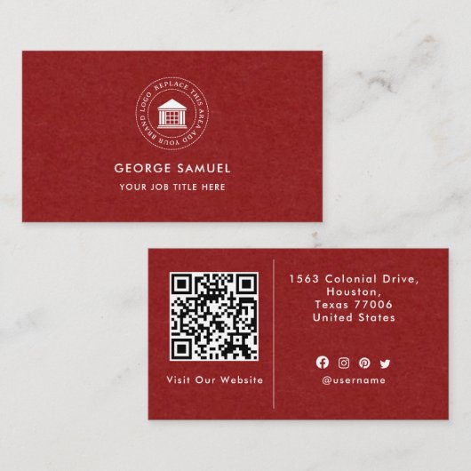 エレガントモダンカスタムロゴミニマリストシンプル 名刺 (正面/裏面)