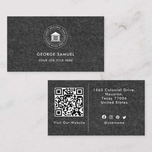 エレガントモダンカスタムロゴミニマリストシンプル 名刺 (正面/裏面)