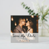 エレガントモダンカスタム写真の日付を保存結婚する カード (スタンド正面)