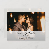 エレガントモダンカスタム写真の日付を保存結婚する ポストカード (正面/裏面)