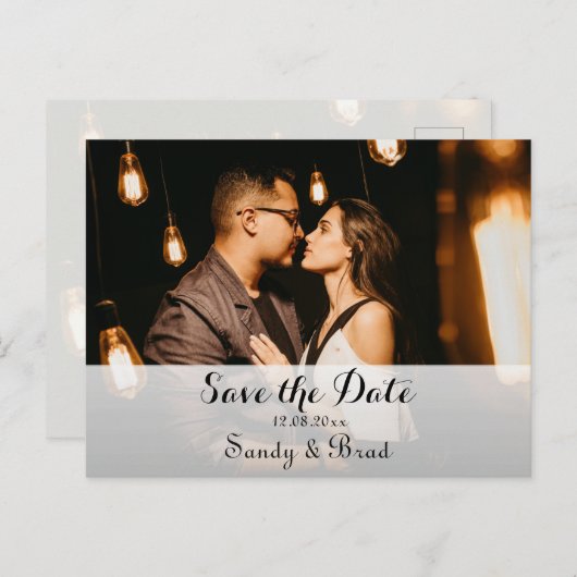 エレガントモダンカスタム写真の日付を保存結婚する ポストカード (正面/裏面)