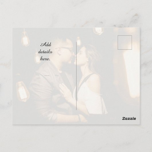 エレガントモダンカスタム写真の日付を保存結婚する ポストカード (裏面)