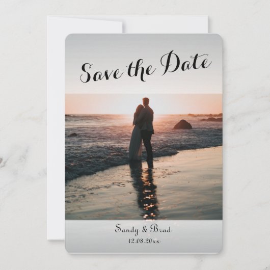 エレガントモダンカスタム写真の日付を保存結婚する 招待状 (正面)