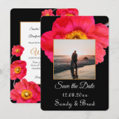 エレガントモダンカスタム写真の日付を保存結婚する 招待状 (正面/裏面)