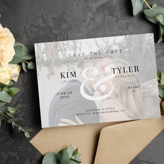 エレガントモダンカスタム写真オーバーレイ結婚ズ セーブザデート