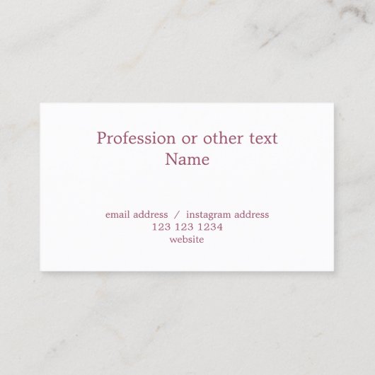 エレガントモダンカスタム写真ホワイトピンクマウーブ 名刺 (裏面)