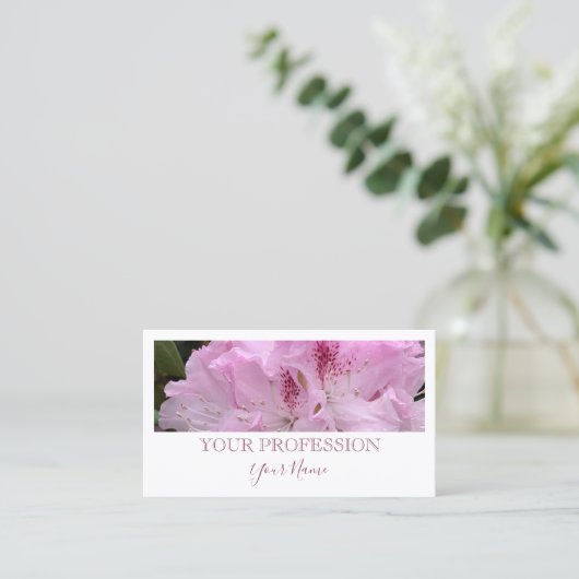 エレガントモダンカスタム写真ホワイトピンクマウーブ 名刺 (スタンド正面)