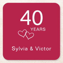 エレガントモダンカスタムRuby 40周年記念パーティー スクエアペーパーコースター