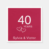 エレガントモダンカスタムRuby 40周年記念パーティー スタンダードカクテルナプキン (正面)