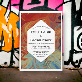 エレガントモダンカラフルシンプル結婚抽象芸術 招待状