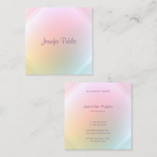 エレガントモダンカラフルテンプレート・スクリプトトレンディー スクエア名刺 (正面/裏面)