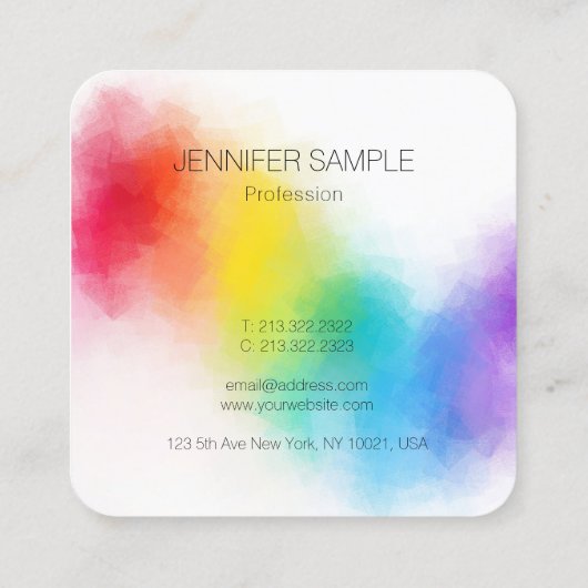 エレガントモダンカラフルプロフェッショナルテンプレート スクエア名刺 (裏面)