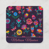 エレガントモダンカラフル植物花スクリプト スクエア名刺 (正面)