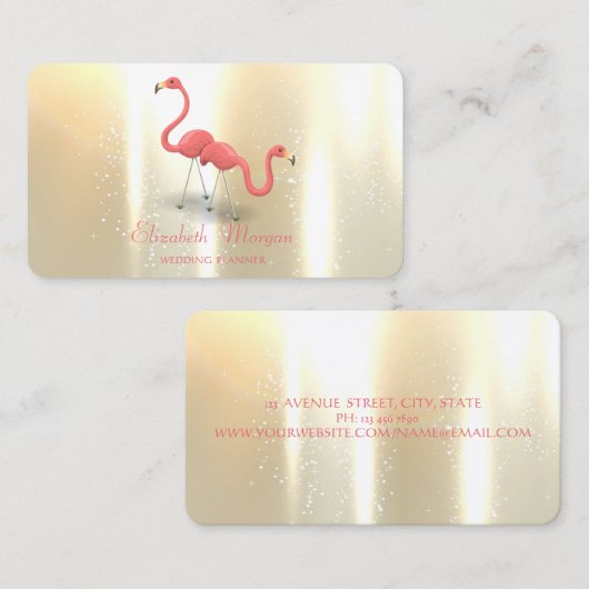 エレガントモダンガーリーおもしろいFlamingos 名刺 (正面/裏面)