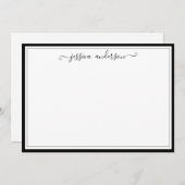 エレガントモダンガーリークラシックスタイリッシュBlack Script ノートカード (正面/裏面)