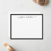 エレガントモダンガーリークラシック黒グレーのスクリプト ノートカード (正面/裏面インサイチュ)