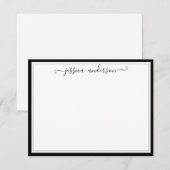 エレガントモダンガーリークラシック黒グレーのスクリプト ノートカード (正面/裏面)