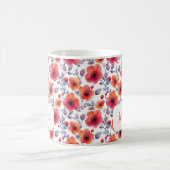 エレガントモダンガーリースタイリッシュ赤い花 コーヒーマグカップ (中央)