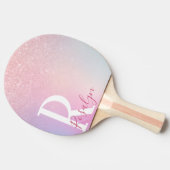 エレガントモダンガーリーピンクローズ金ゴールドグリッター 卓球ラケット (横)