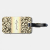 エレガントモダンガーリー、金ゴールドグリッター、フローラヒール ラゲッジタグ (裏面横)