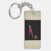 エレガントモダンガーリー，黒，クリーム，花ヒール キーホルダー (正面左)