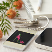 エレガントモダンガーリー，黒，クリーム，花ヒール キーホルダー (正面右)