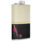 エレガントモダンガーリー，黒，クリーム，花ヒール フラスク (右)