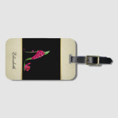 エレガントモダンガーリー,黒,クリーム,花ヒール ラゲッジタグ (正面横)