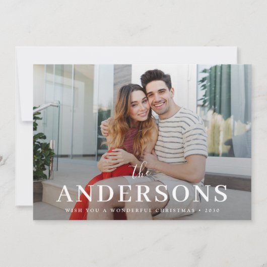 エレガントモダンクスタイリッシュリ写真レッド シーズンカード (正面)
