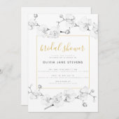 エレガントモダンクラシックアイボリーランブライダルシャワー 招待状 (正面/裏面)