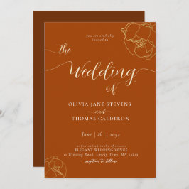 エレガントモダンクラシックフローラ結婚ズ 招待状